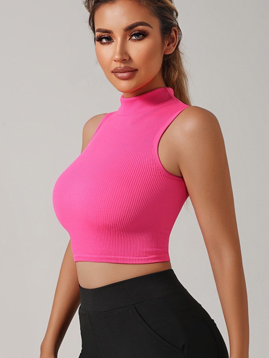 Seamless High Neck Tank Top for Women Ribbed Quick Drying Workout Apparel