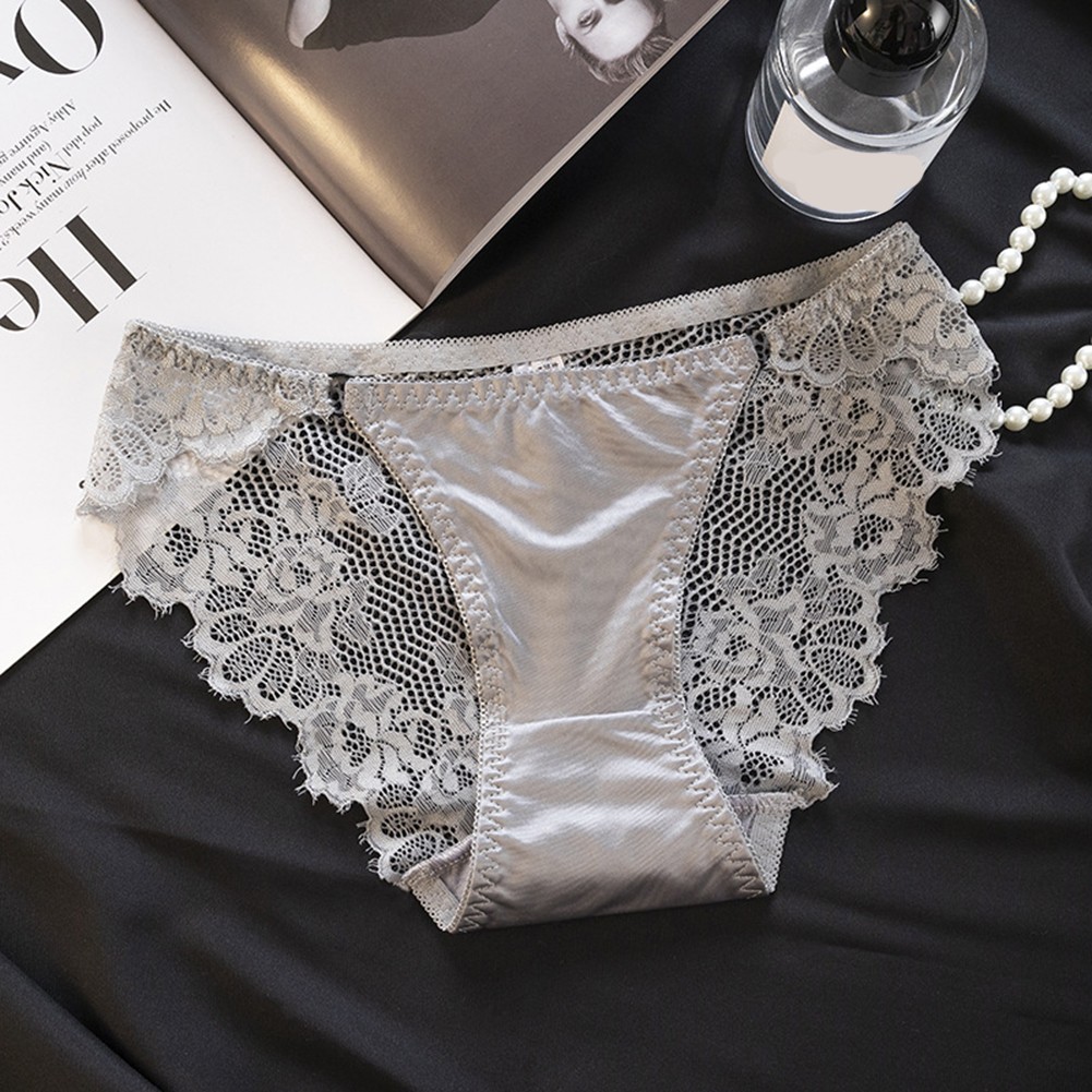 Comfortable Lace Satin Women's Underwear Low Waist Style for Daily Use - Picture 34 of 34