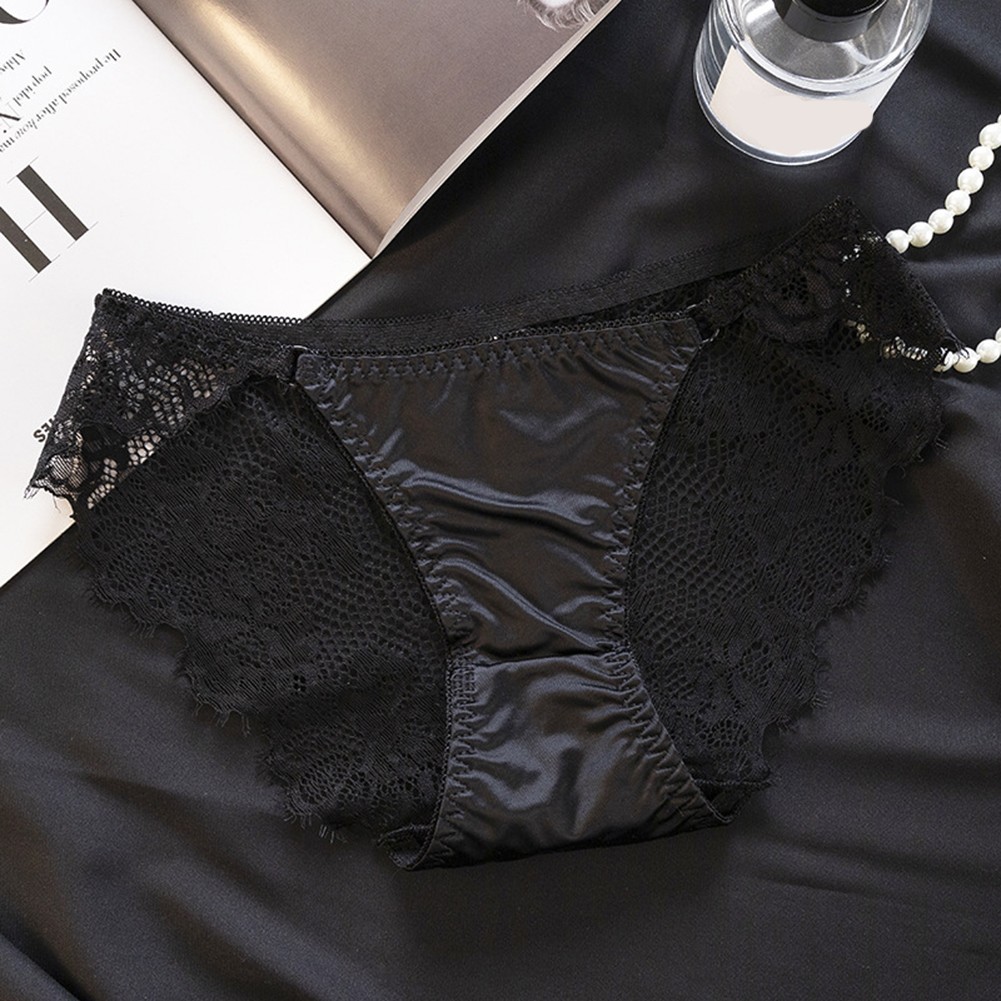 Comfortable Lace Satin Women's Underwear Low Waist Style for Daily Use - Picture 14 of 34