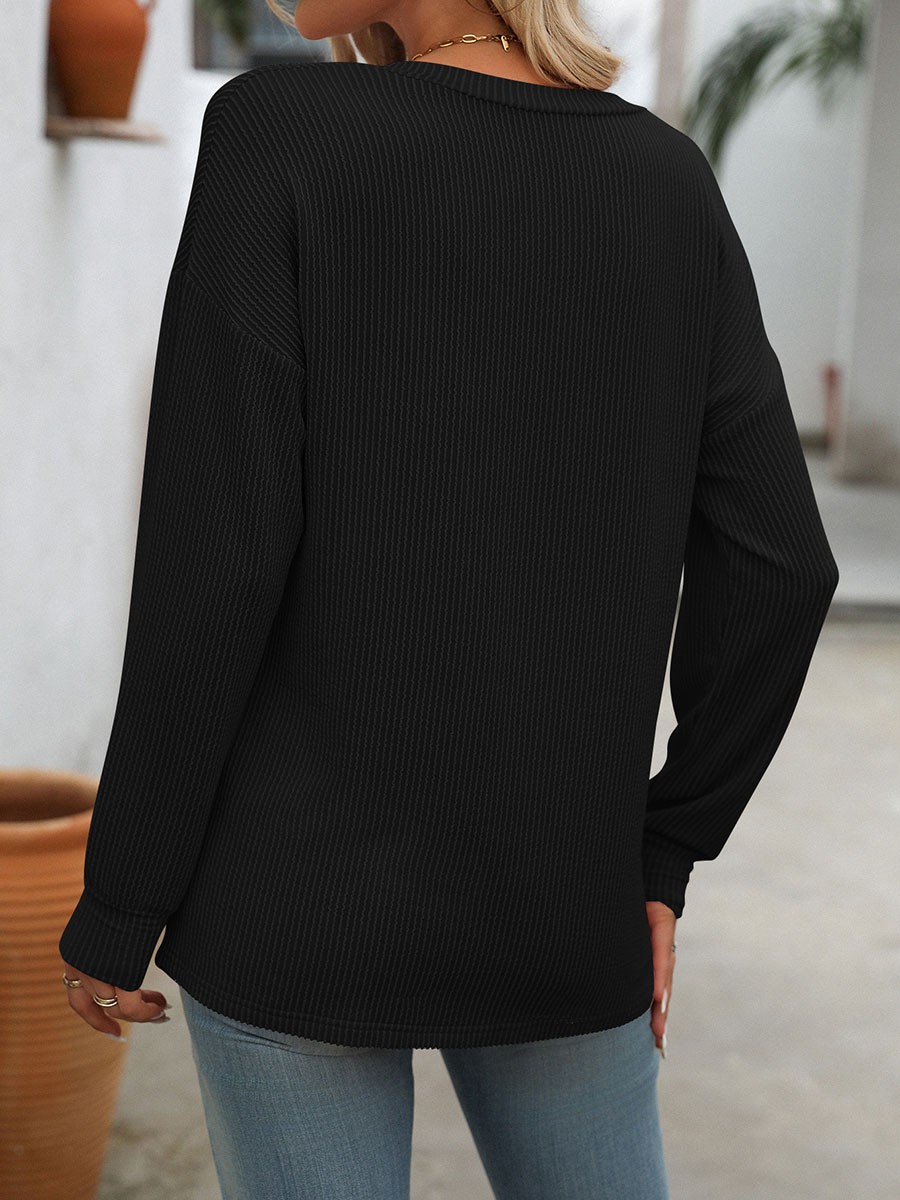 Women V Neck Long Sleeve Casual T Shirt Striped Loose Fit for Various Occasions - Picture 80 of 86