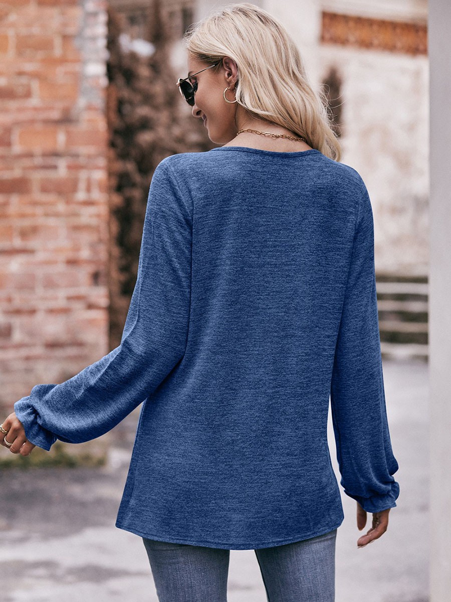 Long-sleeved T-shirt Comfortable Fabric Fashionable Outfit Solid Color Design - Picture 43 of 108