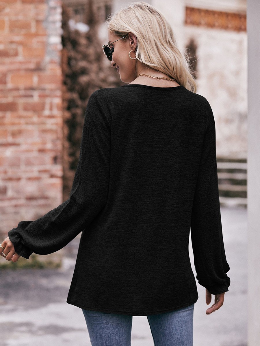 Long-sleeved T-shirt Comfortable Fabric Fashionable Outfit Solid Color Design - Picture 89 of 108