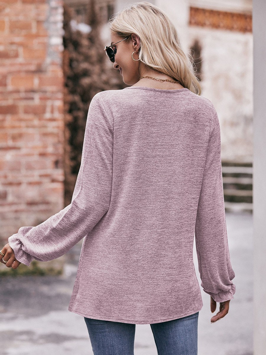 Long-sleeved T-shirt Comfortable Fabric Fashionable Outfit Solid Color Design - Picture 71 of 108