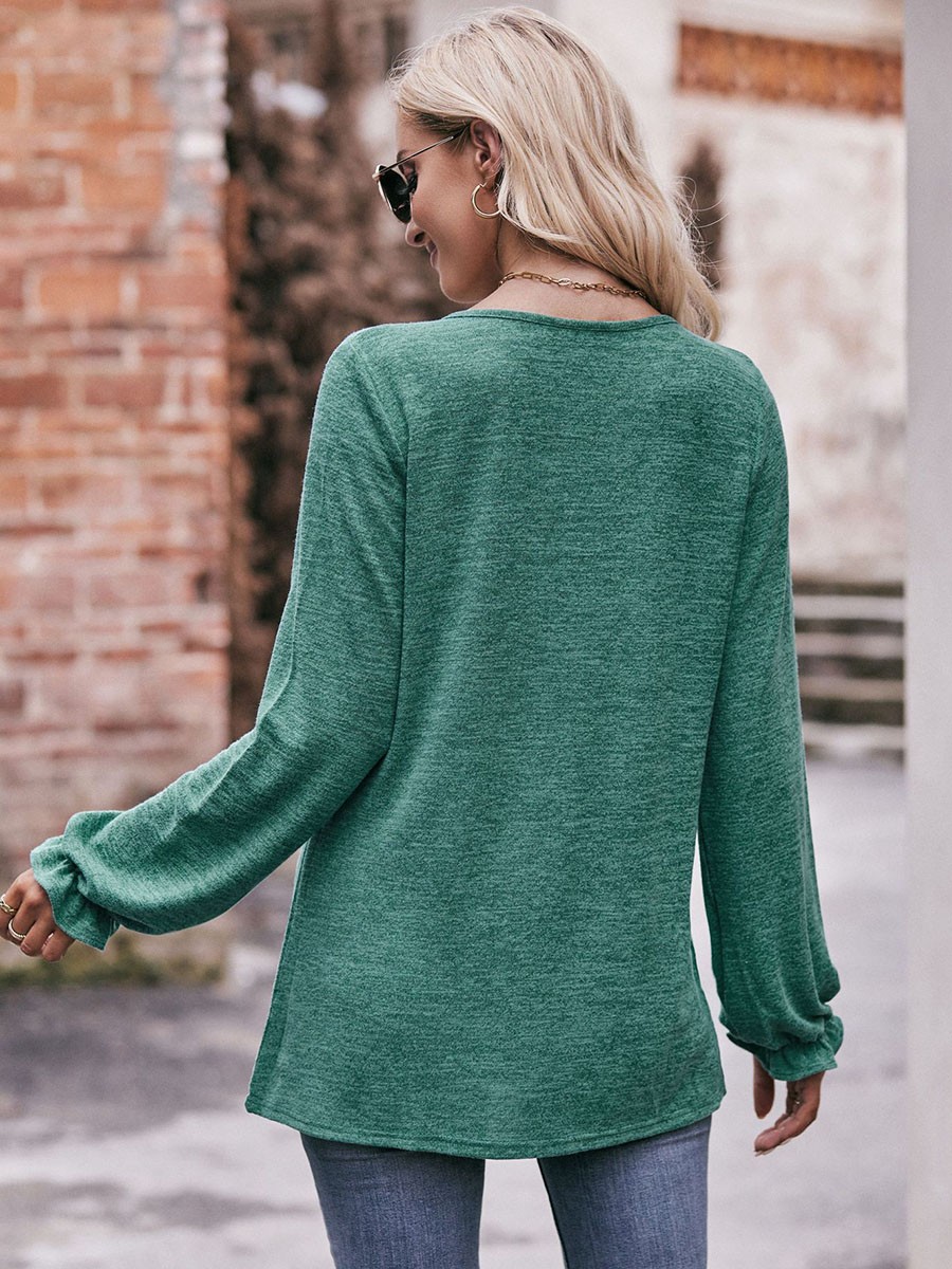 Long-sleeved T-shirt Comfortable Fabric Fashionable Outfit Solid Color Design - Picture 102 of 108