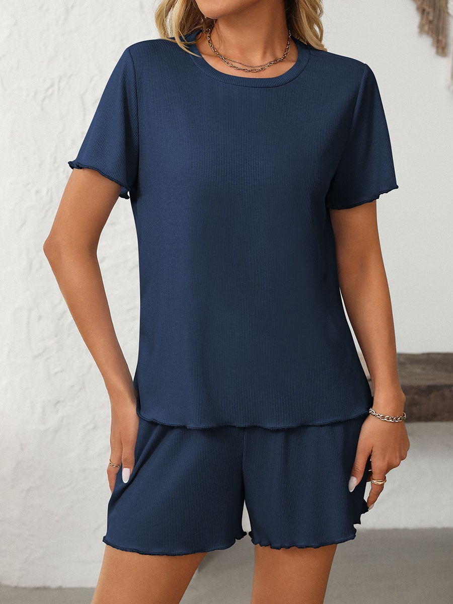 Summer casual striped pajamas set for women with shorts and short sleeve top - Picture 68 of 96