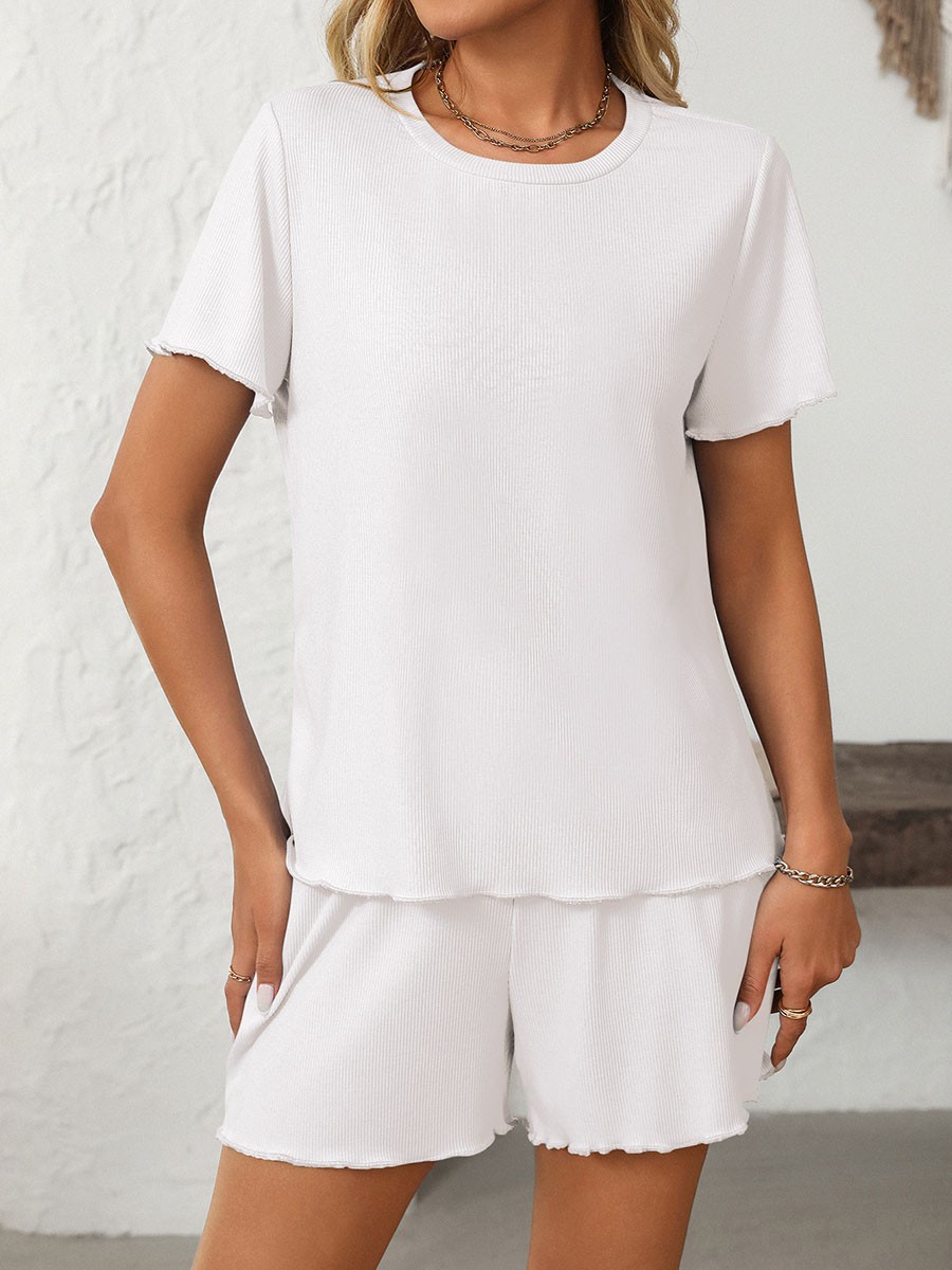 Summer casual striped pajamas set for women with shorts and short sleeve top - Picture 42 of 96