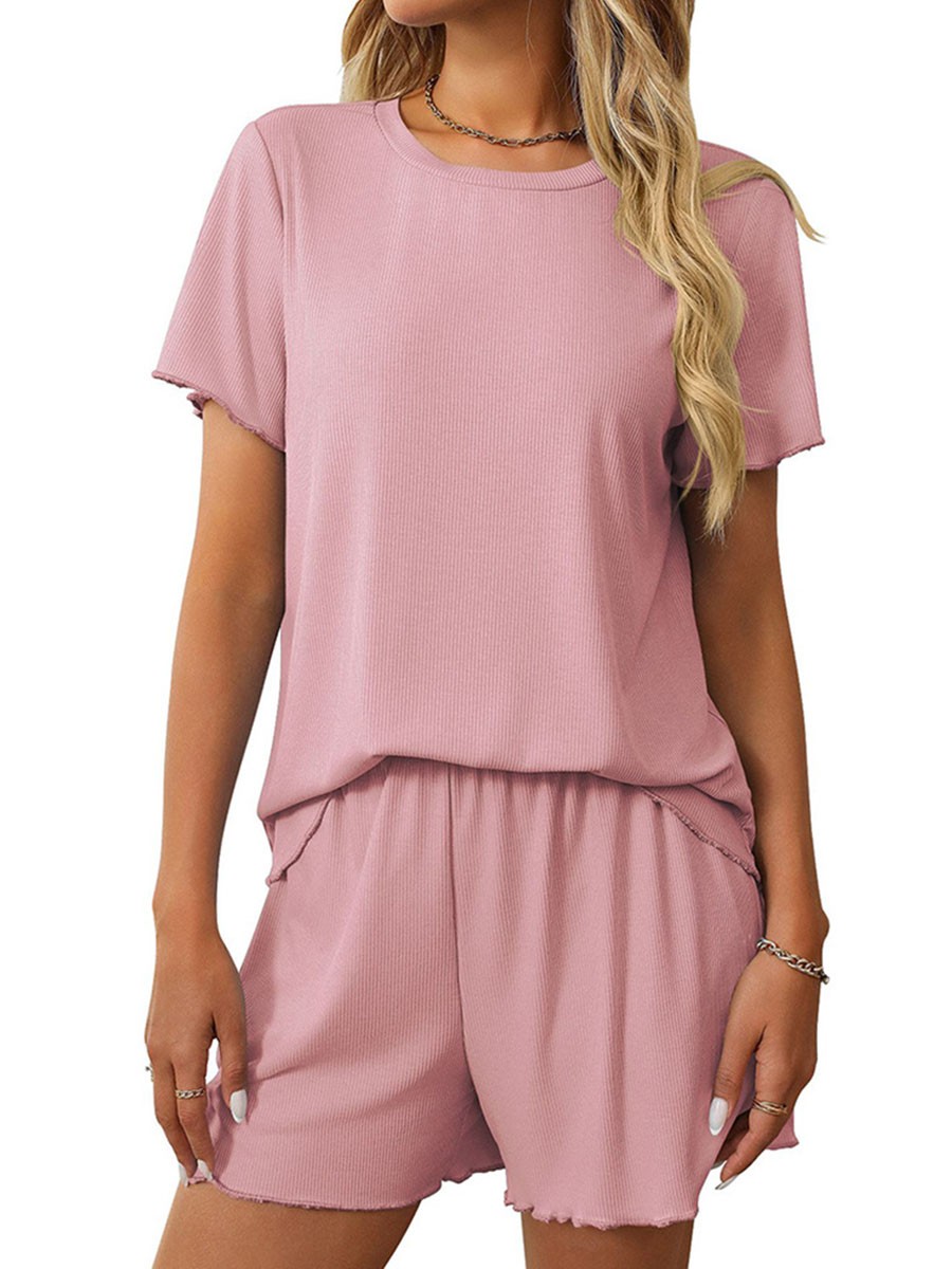 Summer casual striped pajamas set for women with shorts and short sleeve top - Picture 75 of 96