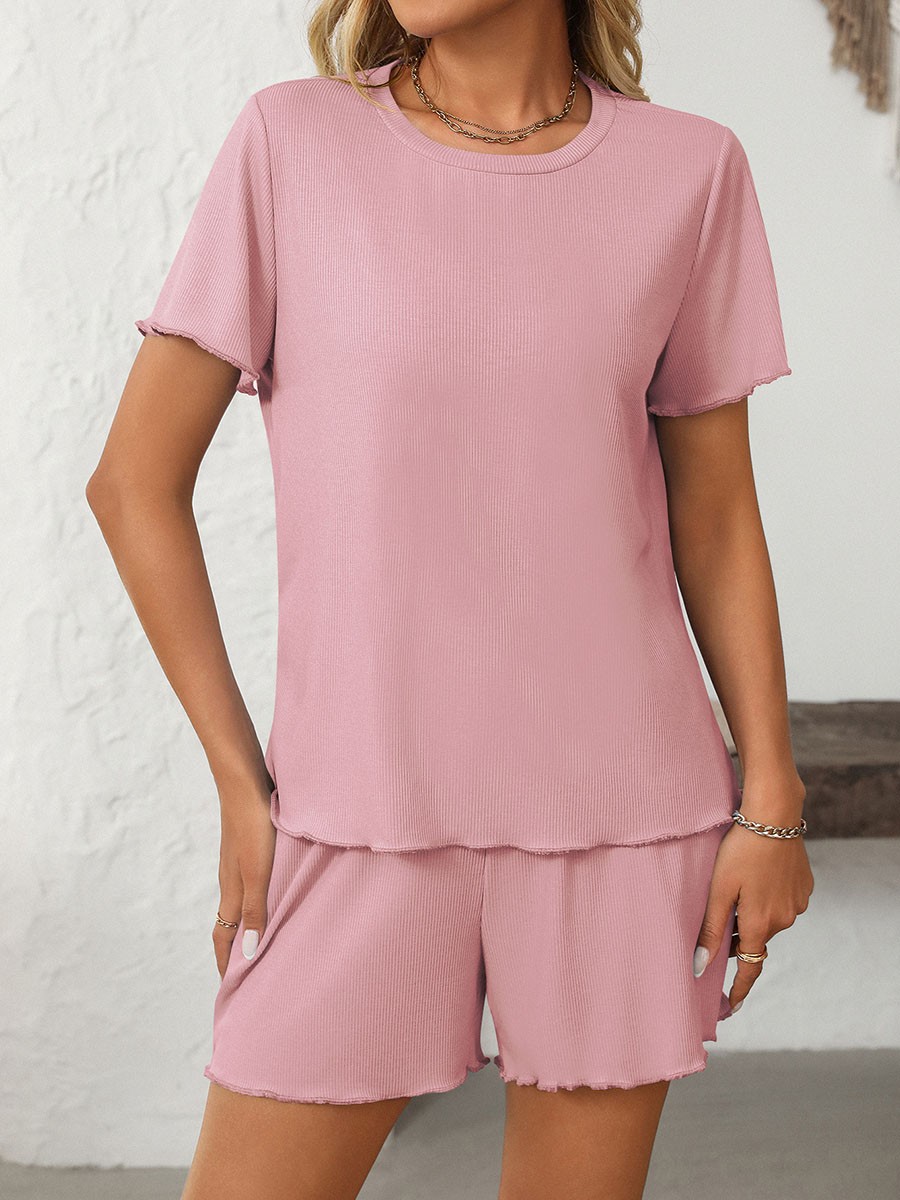 Summer casual striped pajamas set for women with shorts and short sleeve top - Picture 78 of 96
