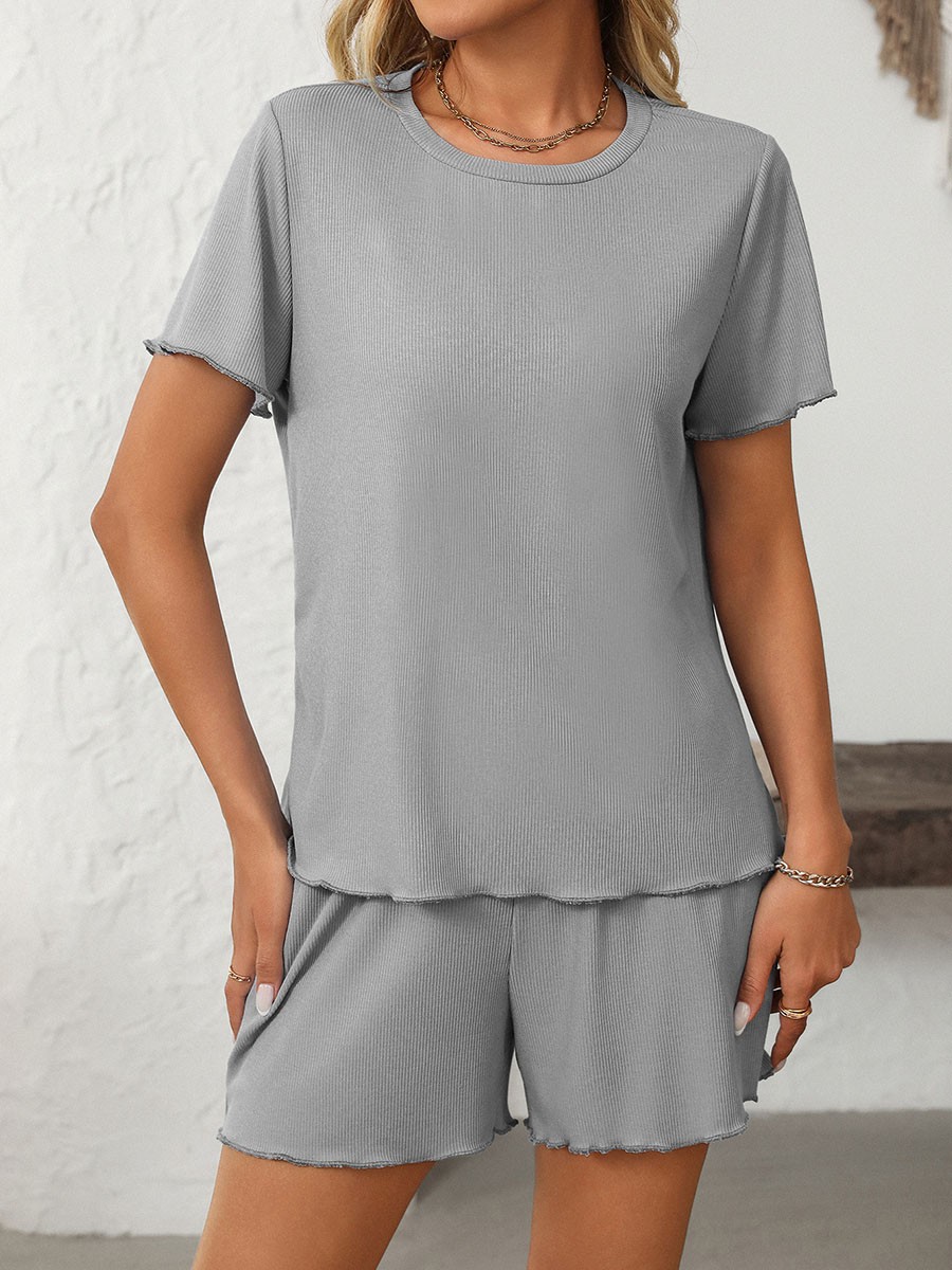 Summer casual striped pajamas set for women with shorts and short sleeve top - Picture 89 of 96