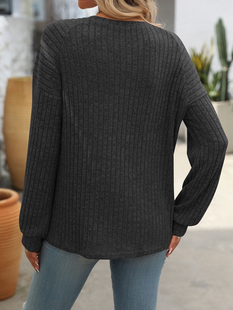 Women's casual long sleeve tshirt with stripes round neck brushed fabric - Picture 30 of 66