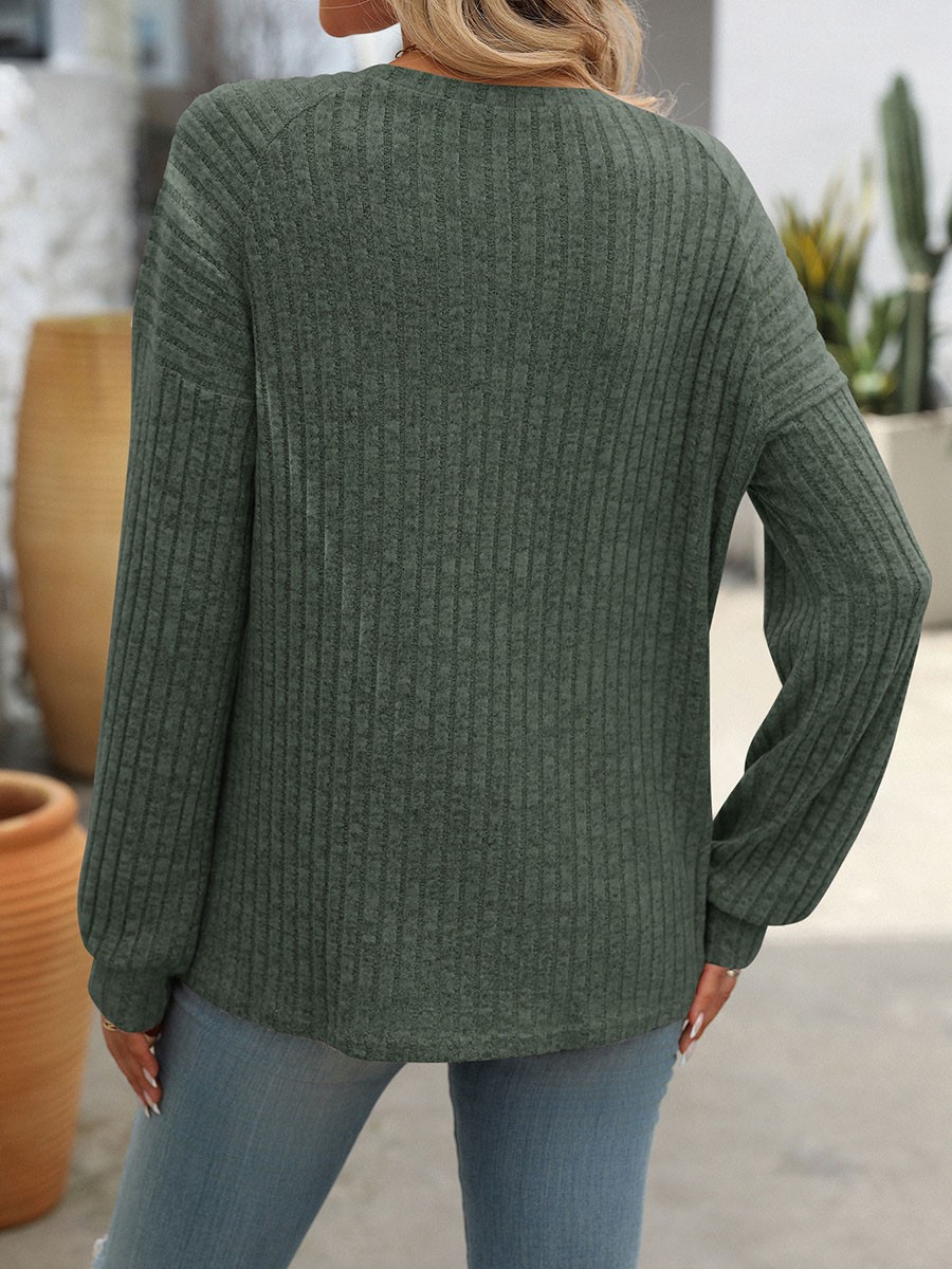 Women's casual long sleeve tshirt with stripes round neck brushed fabric - Picture 50 of 66