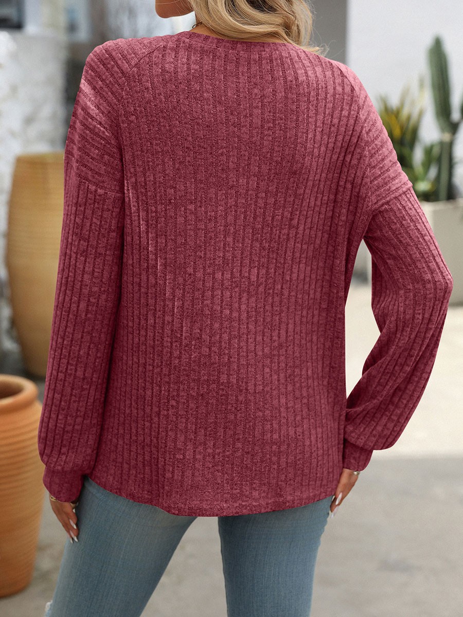 Women's casual long sleeve tshirt with stripes round neck brushed fabric - Picture 60 of 66