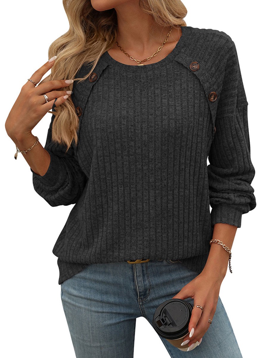 Women's casual long sleeve tshirt with stripes round neck brushed fabric - Picture 27 of 66