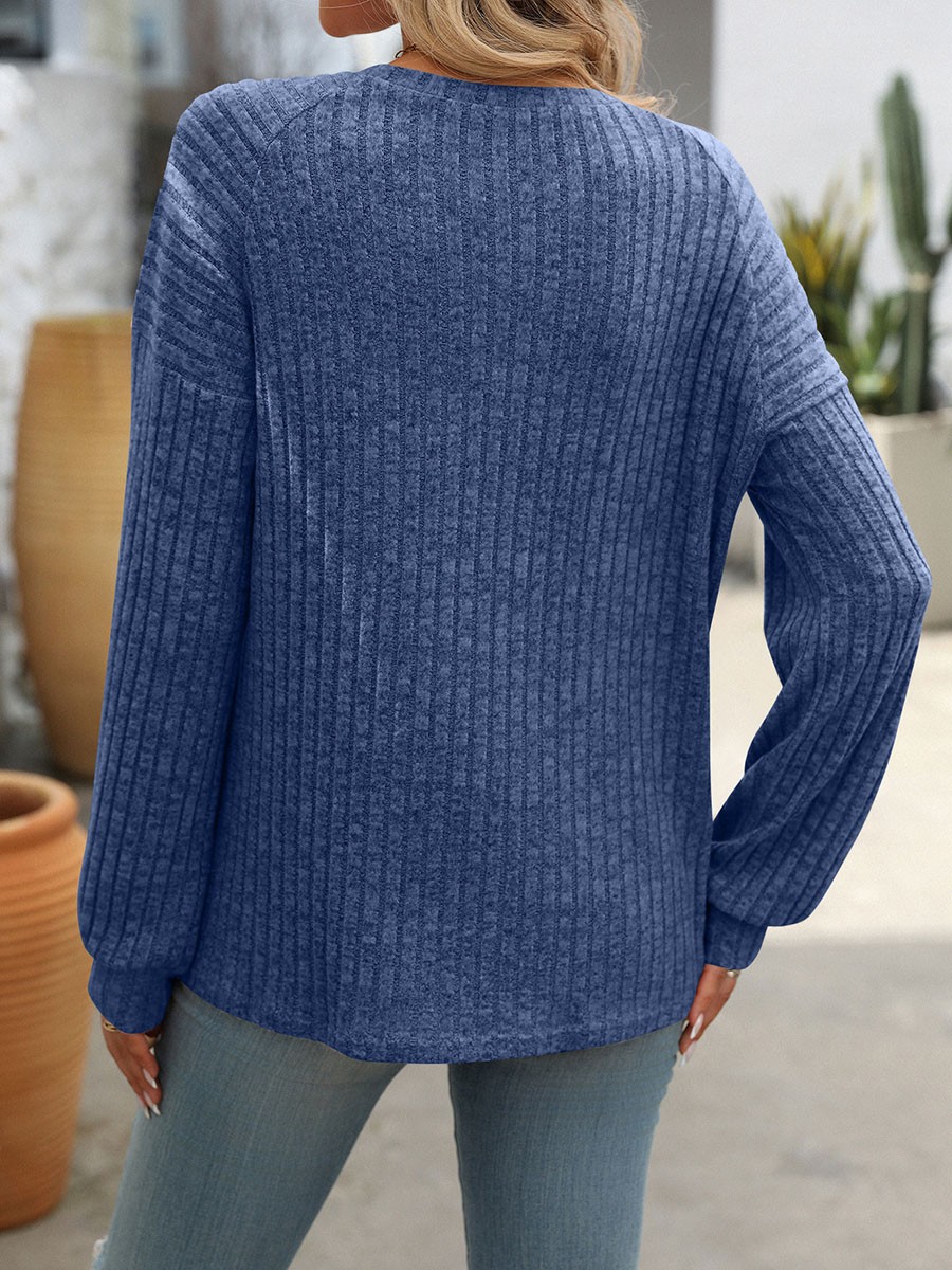 Women's casual long sleeve tshirt with stripes round neck brushed fabric - Picture 39 of 66
