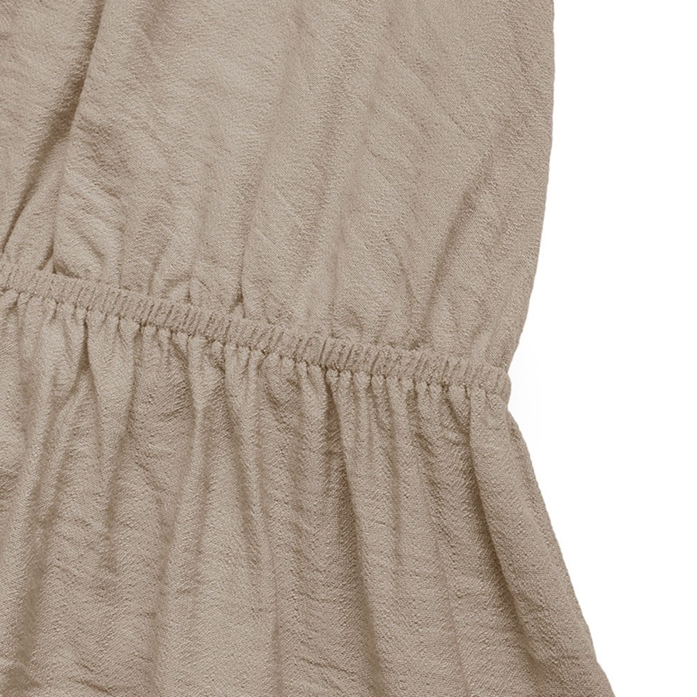 Casual sleeveless jumpsuit for women apricot with solid color and waist tie - Picture 36 of 72