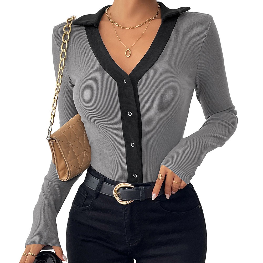 Single Row Buckle Lapel Jumpsuit for Women Striped Pattern Comfortable Fit - Picture 34 of 60