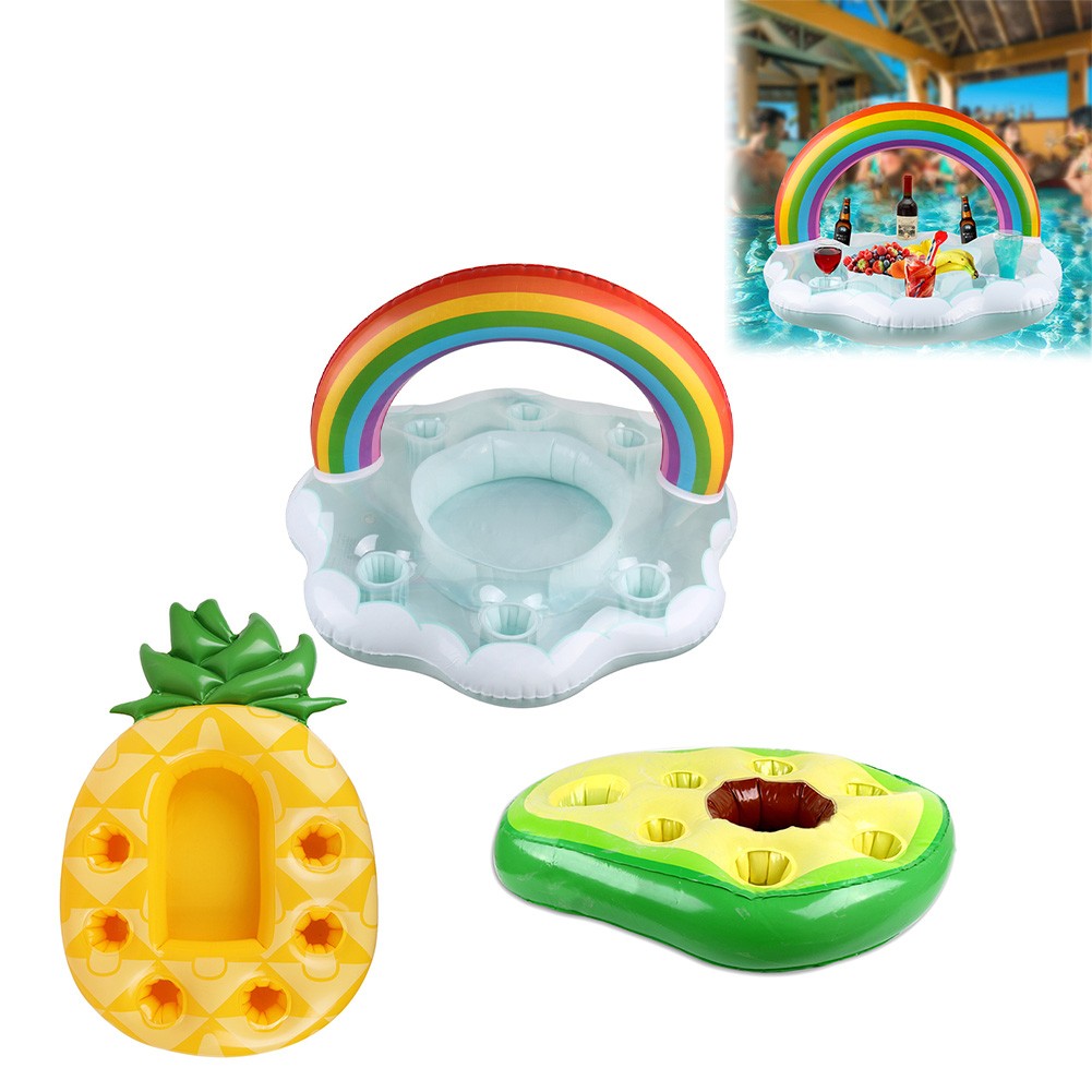 Inflatable Floating Drink Holder Multiple Compartments for Pool and Beach