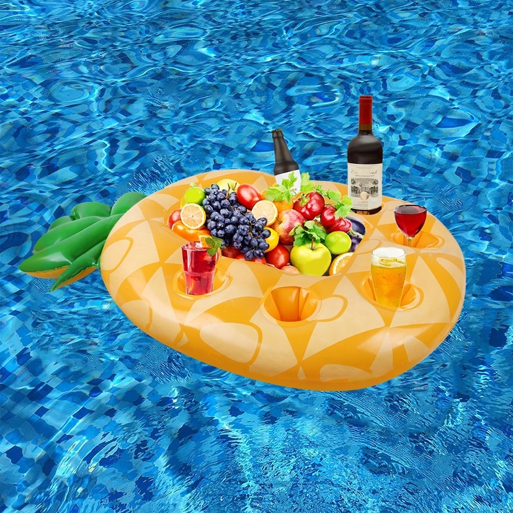 Inflatable Floating Drink Holder Multiple Compartments for Pool and Beach