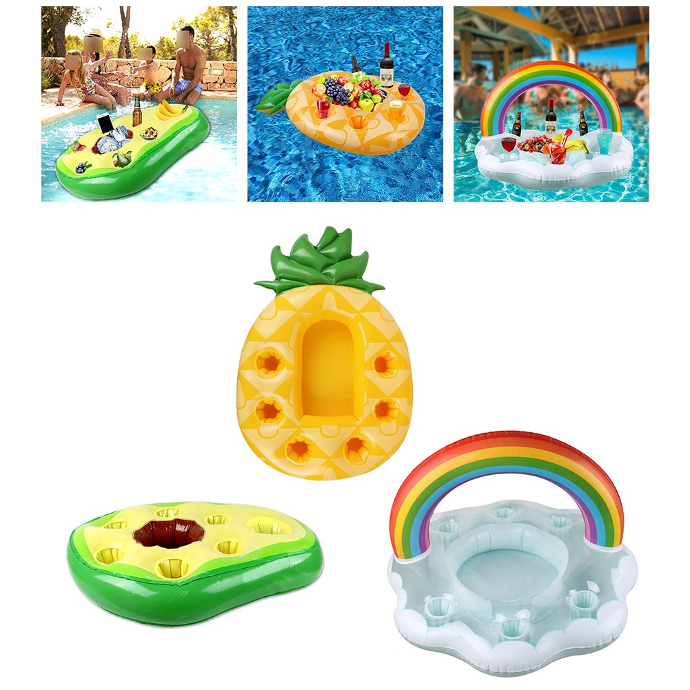 Inflatable Floating Drink Holder Multiple Compartments for Pool and Beach