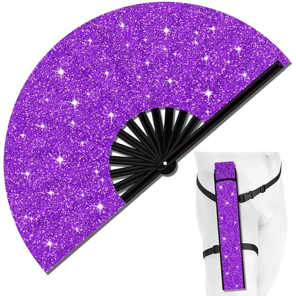 Folding Glitter Hand Fan with Holster for Raves Festivals and Outdoor Events - Bild 33 von 44