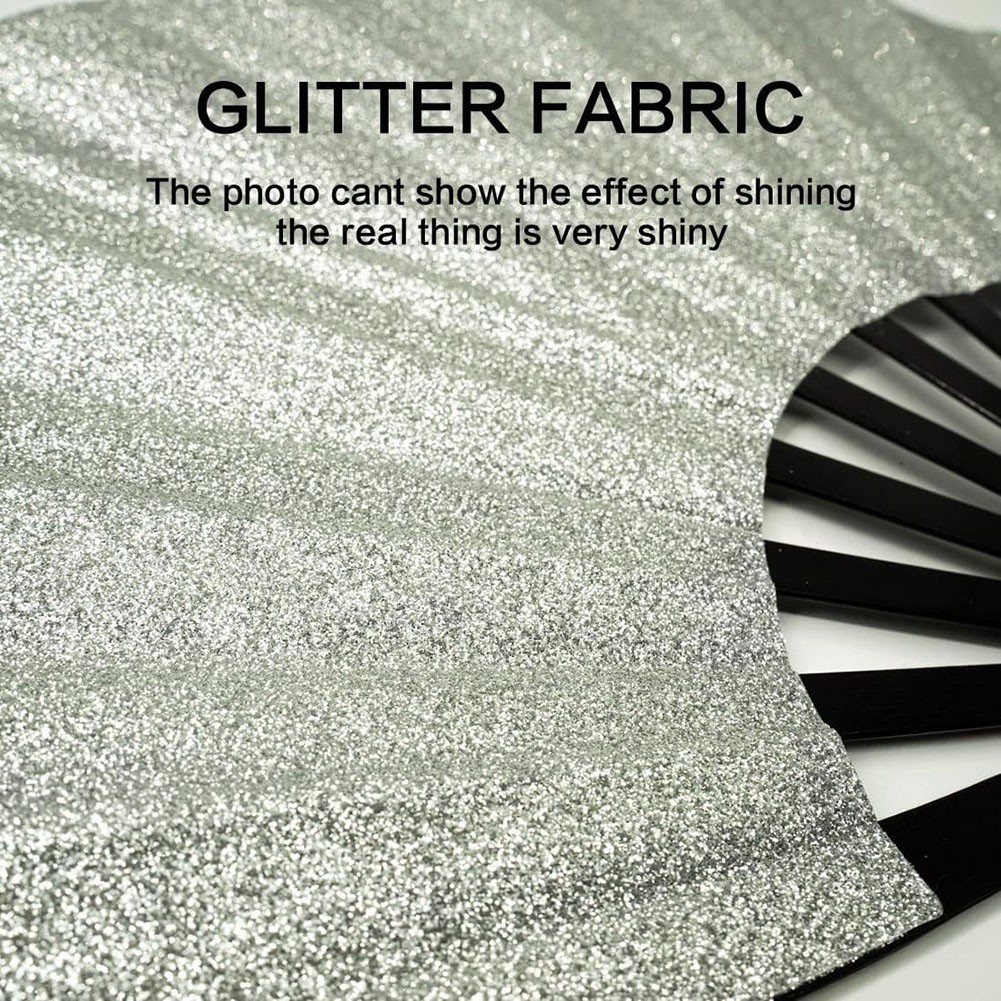 Folding Glitter Hand Fan with Holster for Raves Festivals and Outdoor Events - Bild 16 von 44