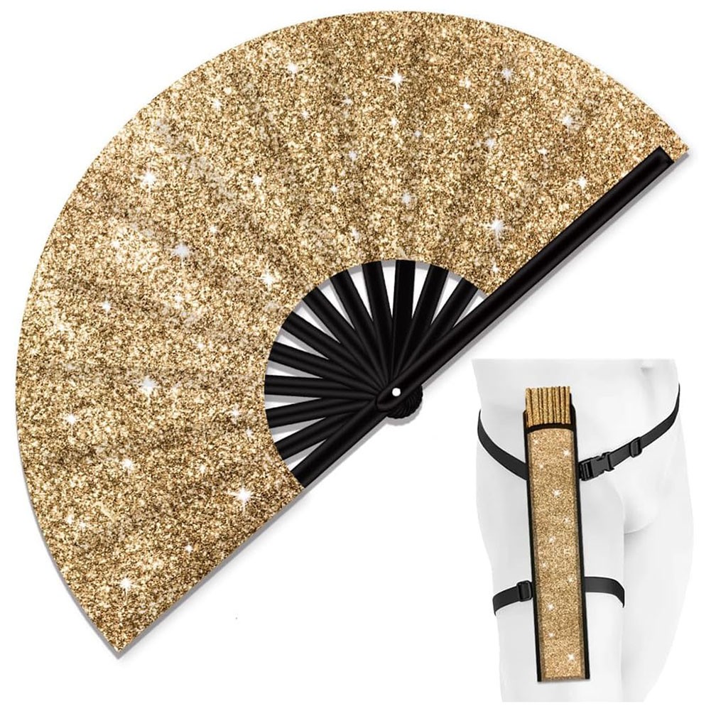Folding Glitter Hand Fan with Holster for Raves Festivals and Outdoor Events - Bild 29 von 44