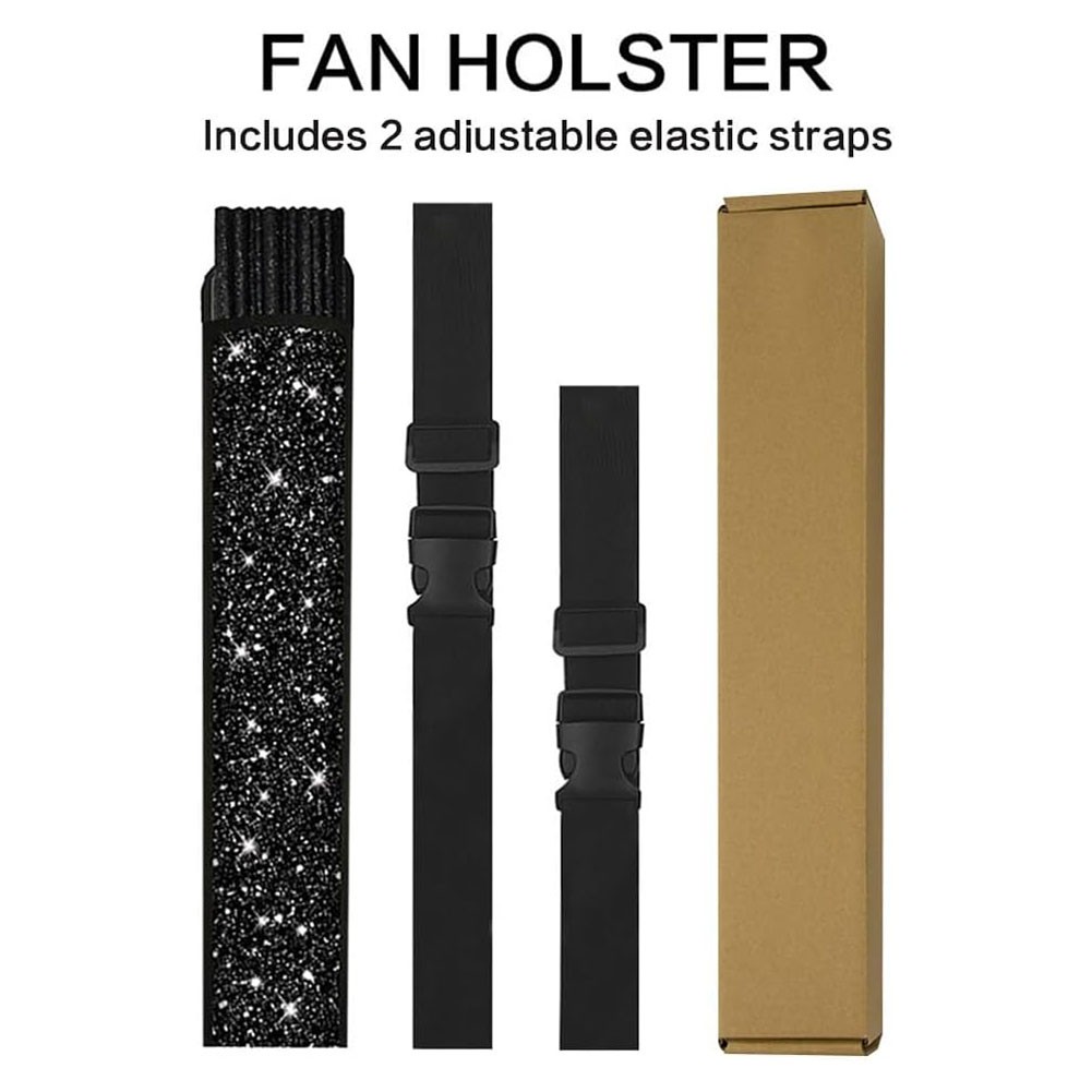 Folding Glitter Hand Fan with Holster for Raves Festivals and Outdoor Events - Bild 20 von 44