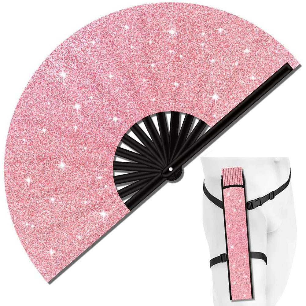 Folding Glitter Hand Fan with Holster for Raves Festivals and Outdoor Events - Bild 37 von 44