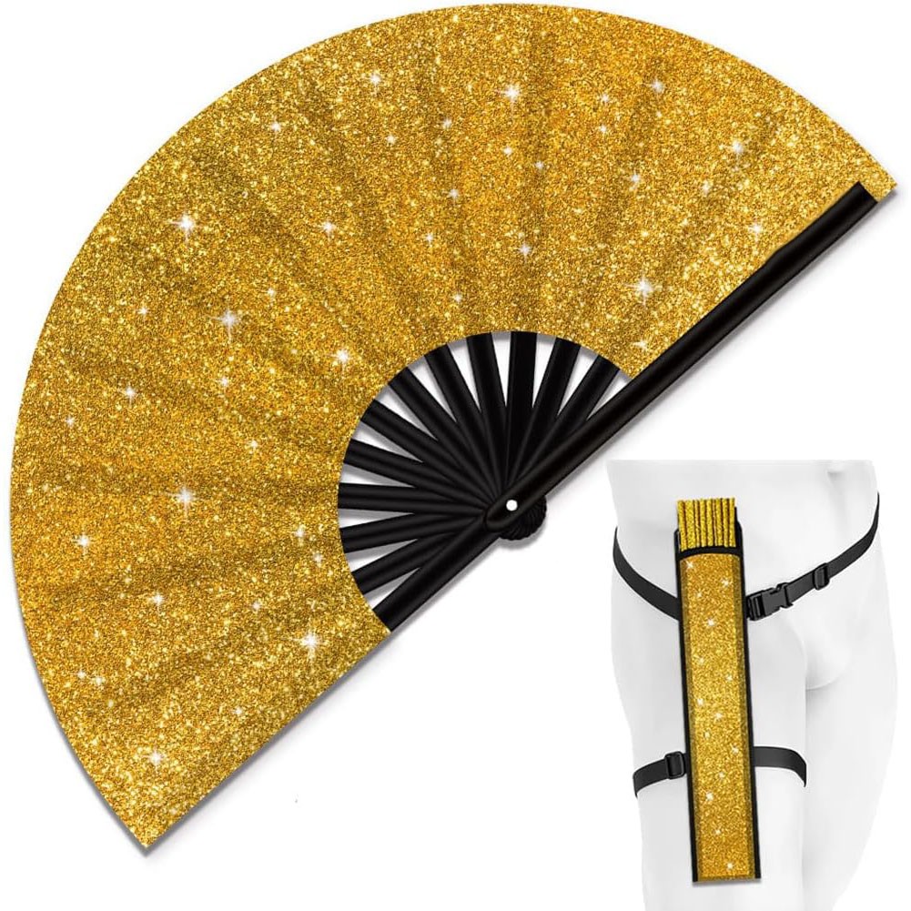 Folding Glitter Hand Fan with Holster for Raves Festivals and Outdoor Events - Bild 23 von 44