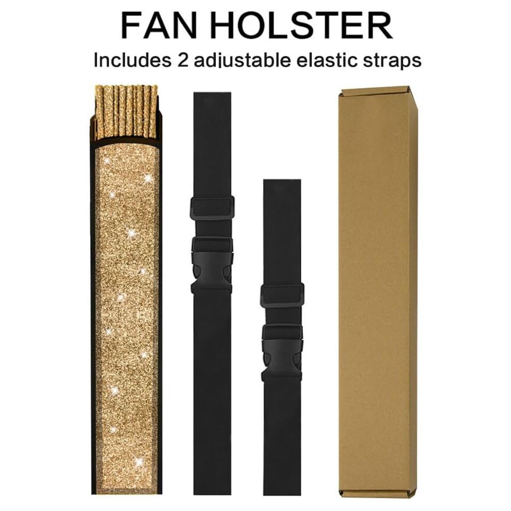 Folding Glitter Hand Fan with Holster for Raves Festivals and Outdoor Events - Bild 32 von 44