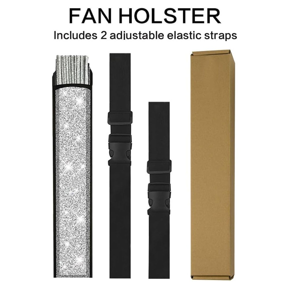Folding Glitter Hand Fan with Holster for Raves Festivals and Outdoor Events - Bild 15 von 44
