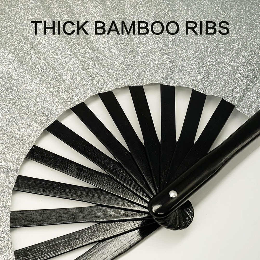 Folding Glitter Hand Fan with Holster for Raves Festivals and Outdoor Events - Bild 17 von 44