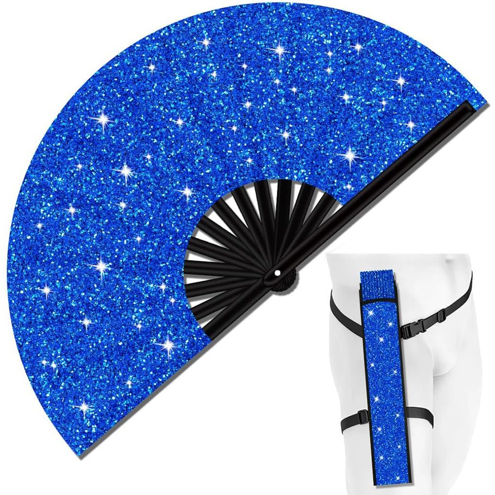 Folding Glitter Hand Fan with Holster for Raves Festivals and Outdoor Events - Bild 41 von 44