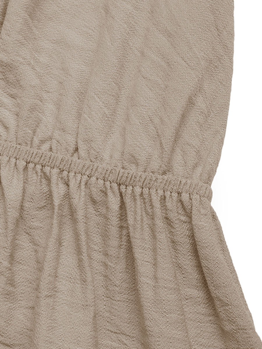 Casual sleeveless jumpsuit for women apricot with solid color and waist tie - Picture 28 of 72