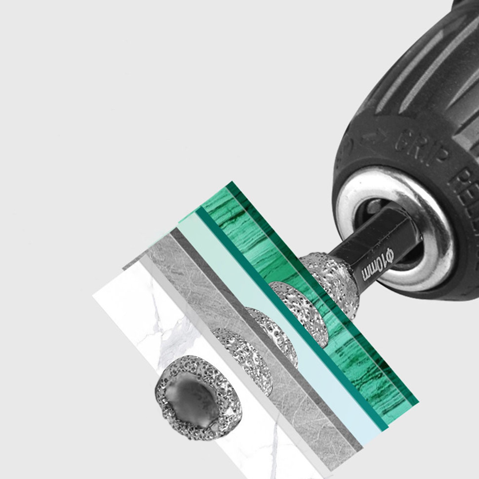 Drill Bit Set for Dry Drilling and Light Grinding on Various Materials