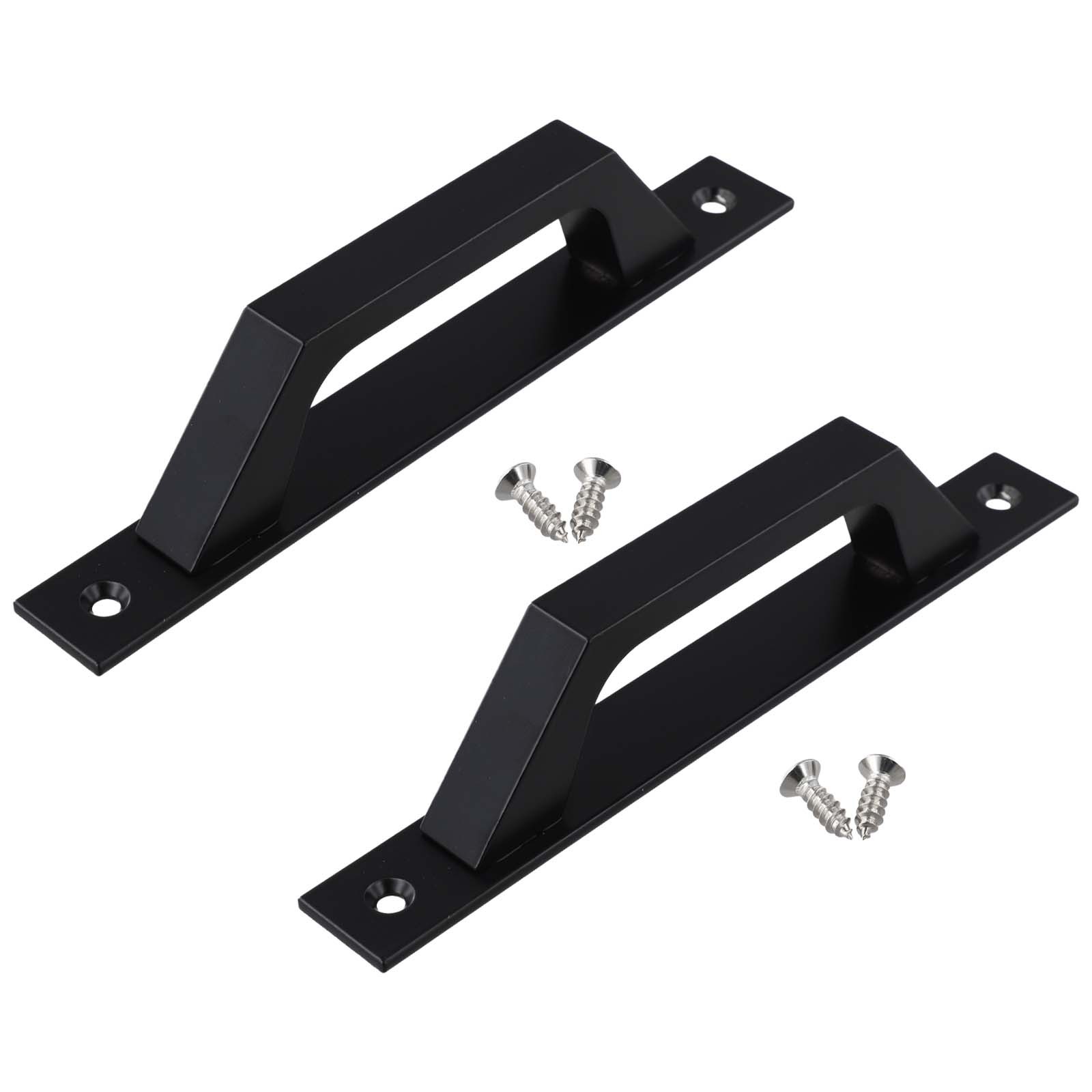 Aluminum Alloy Black Iron Barn Door Handles 2PCS for Indoor Outdoor Use