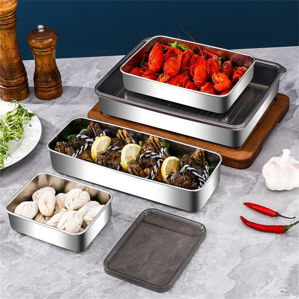 Kühlschrank-Aufbewahrungsbox Aus Edelstahl – Mit Luftdichtem Kunststoffdeckel, Erhöhtem Boden, Inkl. 13x10x4 Cm – Für Fleisch, Käse & Snacks – Hygienisch & Kühlschrankfest