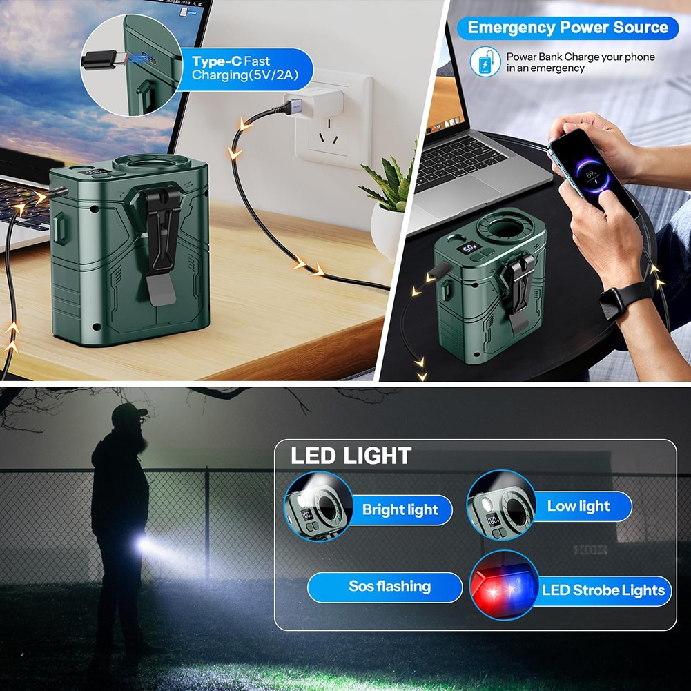 Portable Waist Fan LED Light 5 Speed Settings 20000mAh Rechargeable Battery - Bild 37 von 41