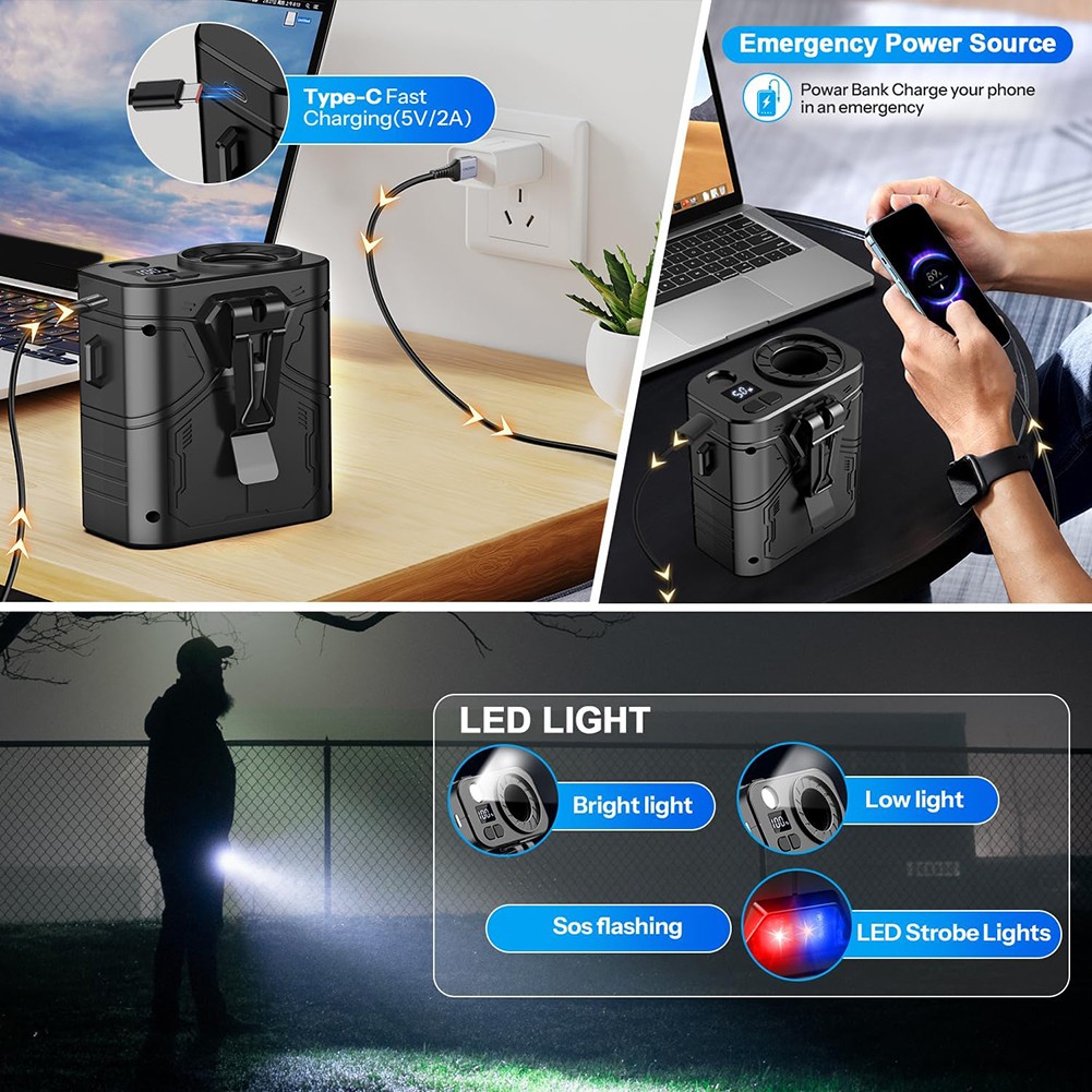 Portable Waist Fan LED Light 5 Speed Settings 20000mAh Rechargeable Battery - Bild 26 von 41