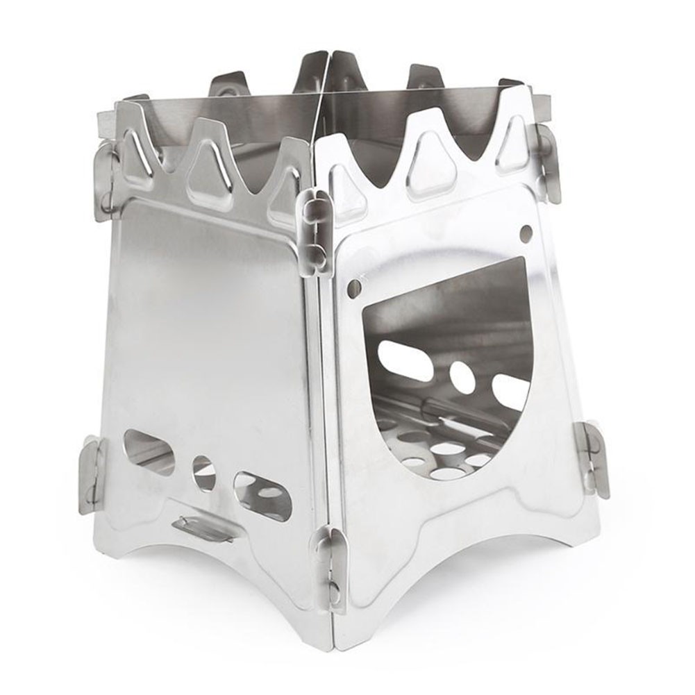 Portable Stainless Steel Folding Stove for Wood Burning and Outdoor Cooking
