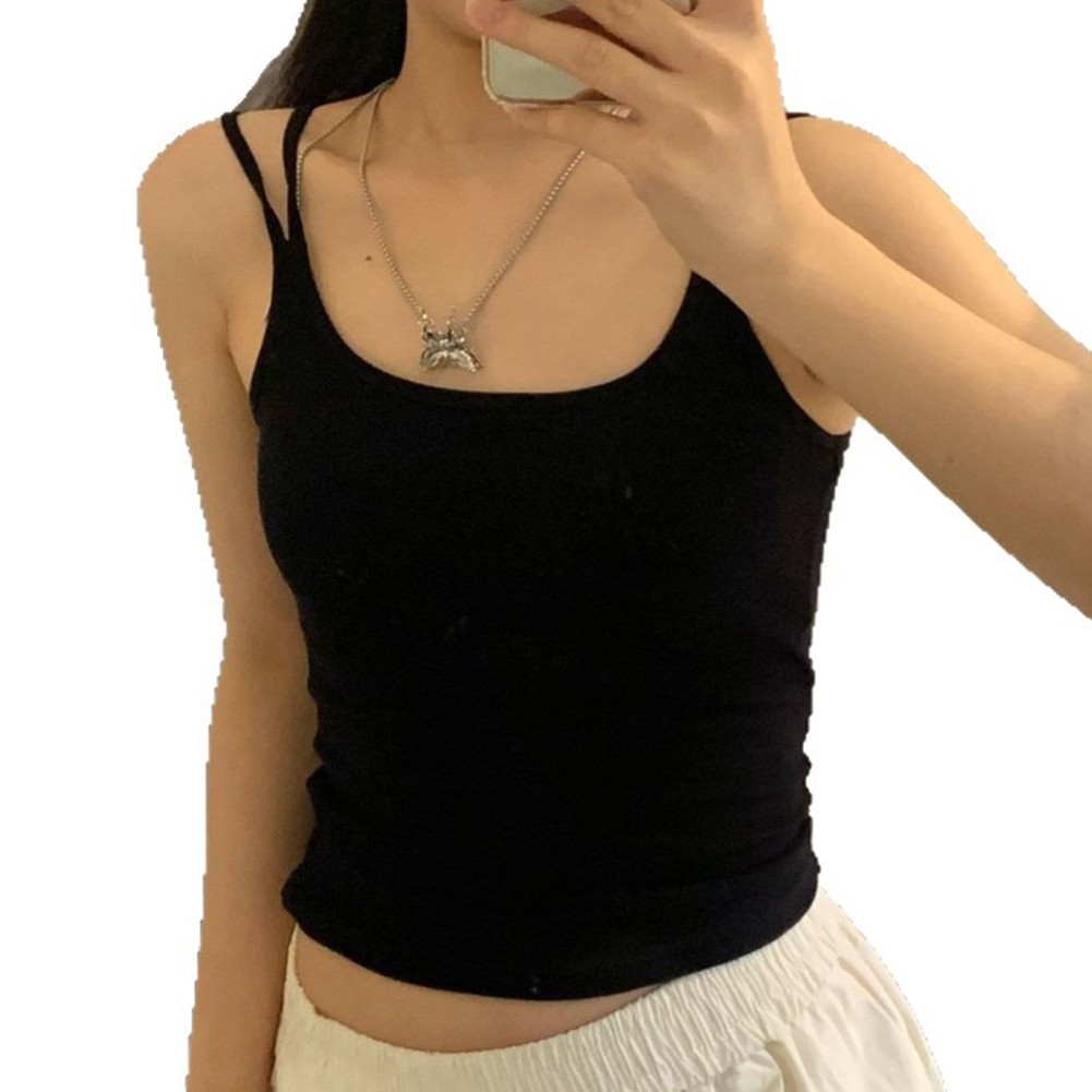 Women Stretch Vest Double Halter Backless with Fixed Chest Cushion for Spring - Picture 37 of 69