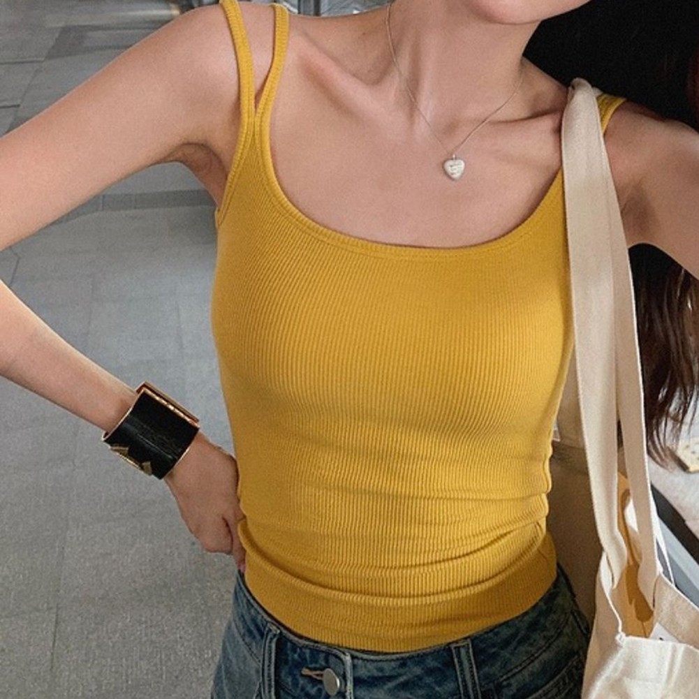 Women Stretch Vest Double Halter Backless with Fixed Chest Cushion for Spring - Picture 47 of 69