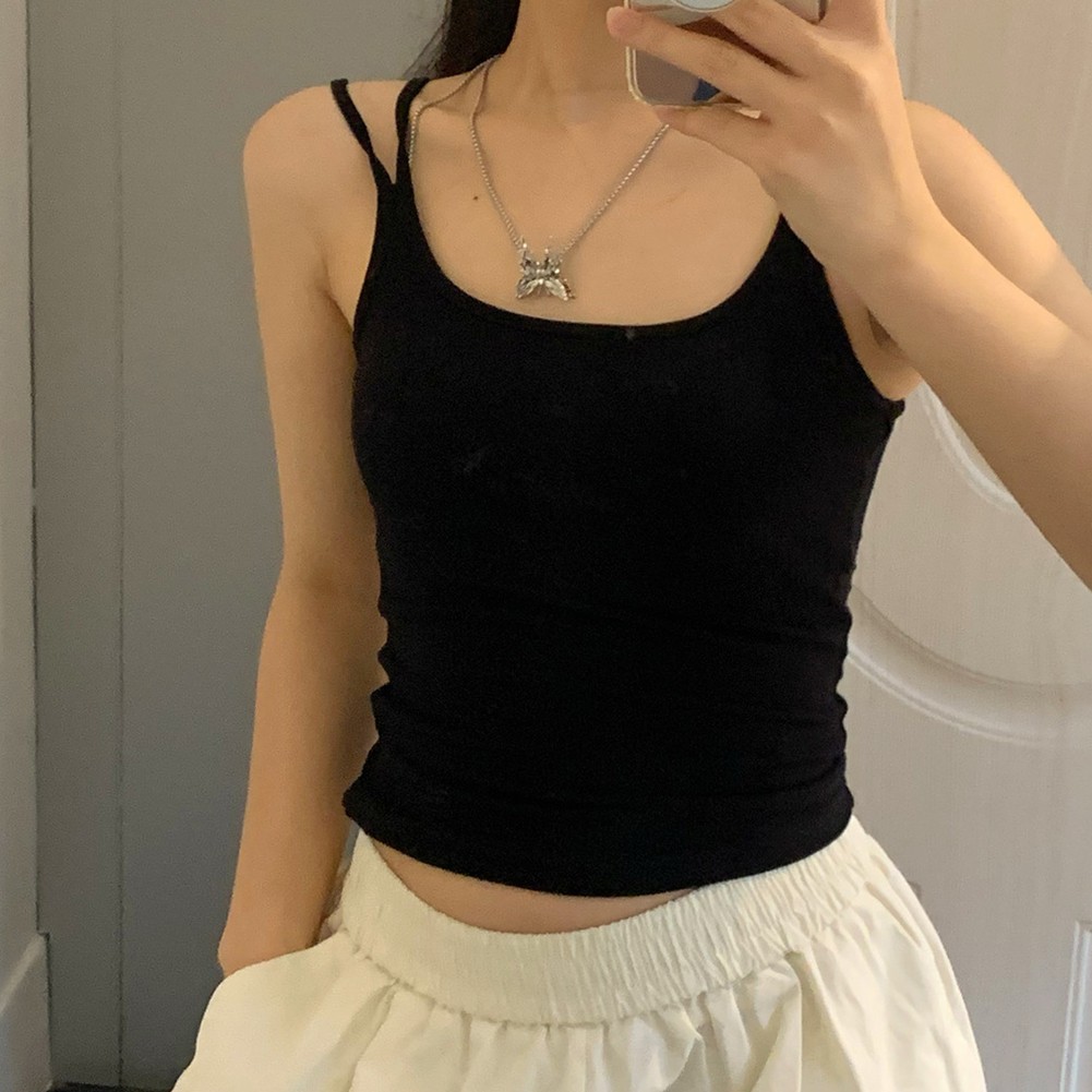 Women Stretch Vest Double Halter Backless with Fixed Chest Cushion for Spring - Picture 45 of 69