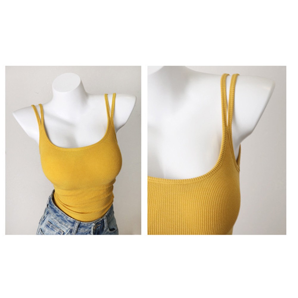Women Stretch Vest Double Halter Backless with Fixed Chest Cushion for Spring - Picture 57 of 69