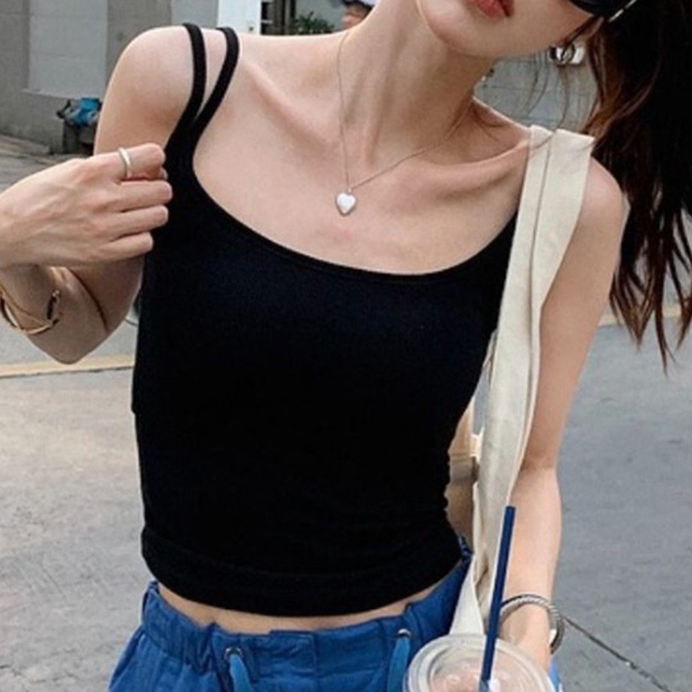 Women Stretch Vest Double Halter Backless with Fixed Chest Cushion for Spring - Picture 46 of 69