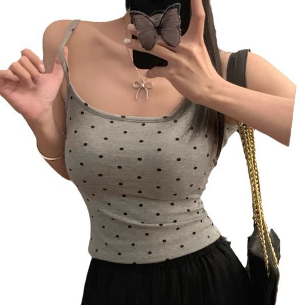 Women Polka Dot Cotton Vest Top Casual Style For Summer And Spring Days - Picture 13 of 20