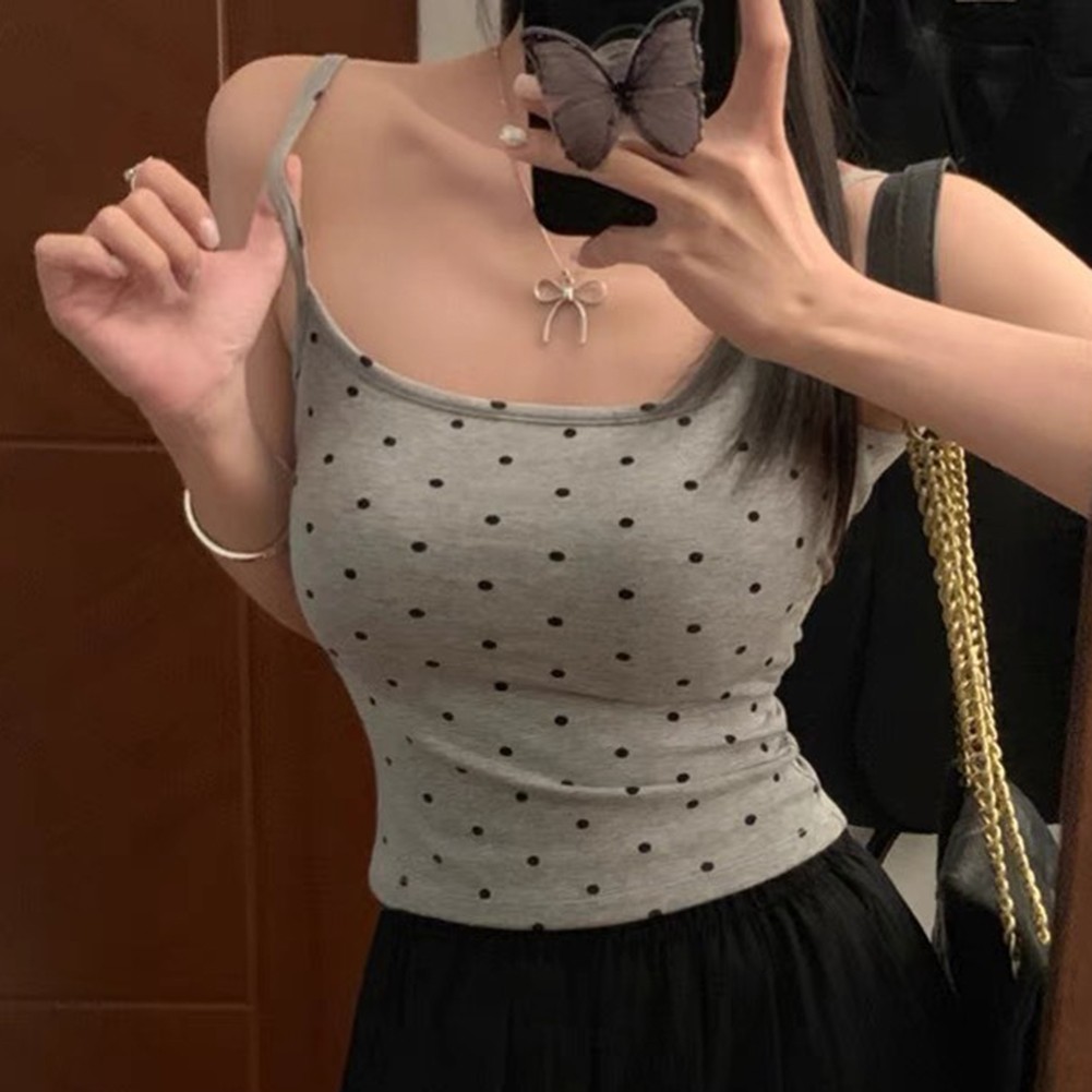 Women Polka Dot Cotton Vest Top Casual Style For Summer And Spring Days - Picture 19 of 20