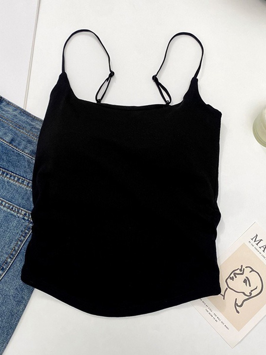 Womens Halter Vest Top with Chest Pad Solid Color Tight Fit for Daily Wear - Picture 16 of 18
