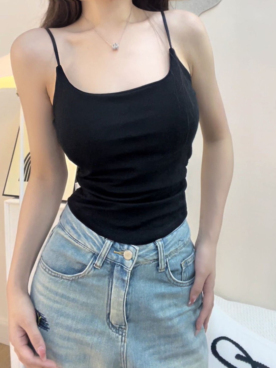Womens Halter Vest Top with Chest Pad Solid Color Tight Fit for Daily Wear - Picture 17 of 18