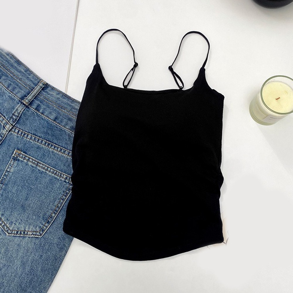 Womens Halter Vest Top with Chest Pad Solid Color Tight Fit for Daily Wear - Picture 18 of 18